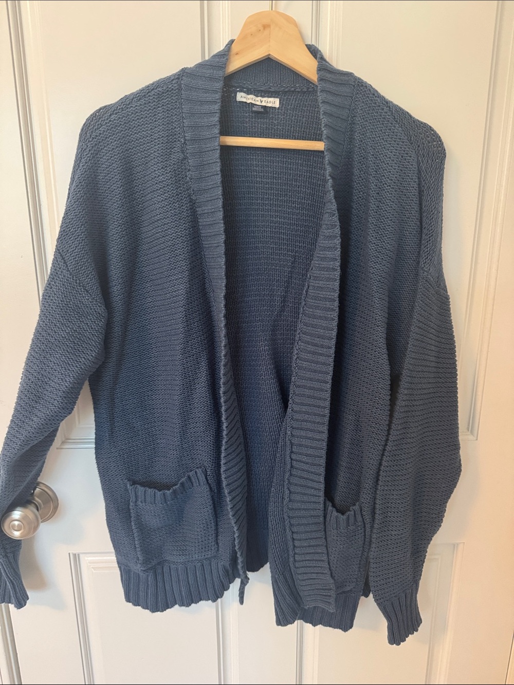 American Eagle Outfitters Slate Blue Open-Front Cardigan